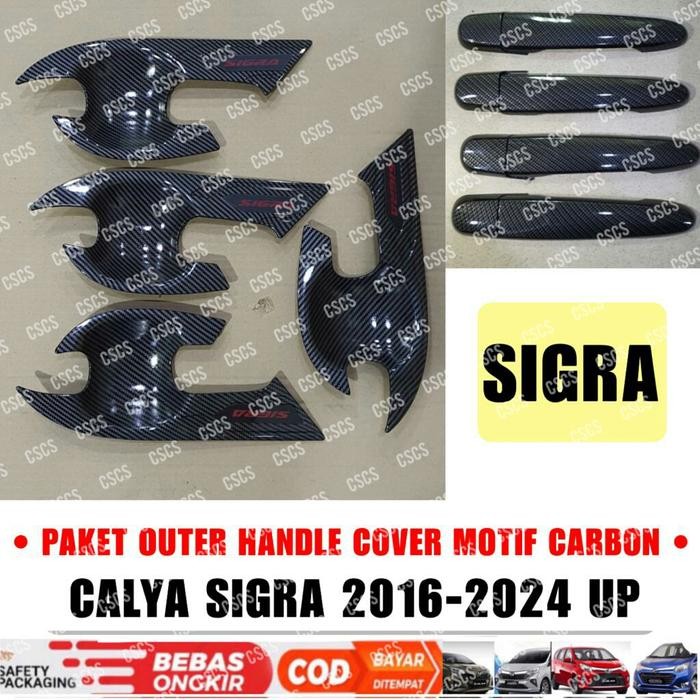 Paket Outer Handle Cover Calya Sigra 2016 2021 2023 2024 Carbon