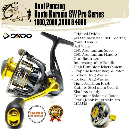 Reel Pancing Daido Kuruma Sw Pro Series 1000-4000 (9+1Bearing) Salt Water Berkualitas - Toms Fishing