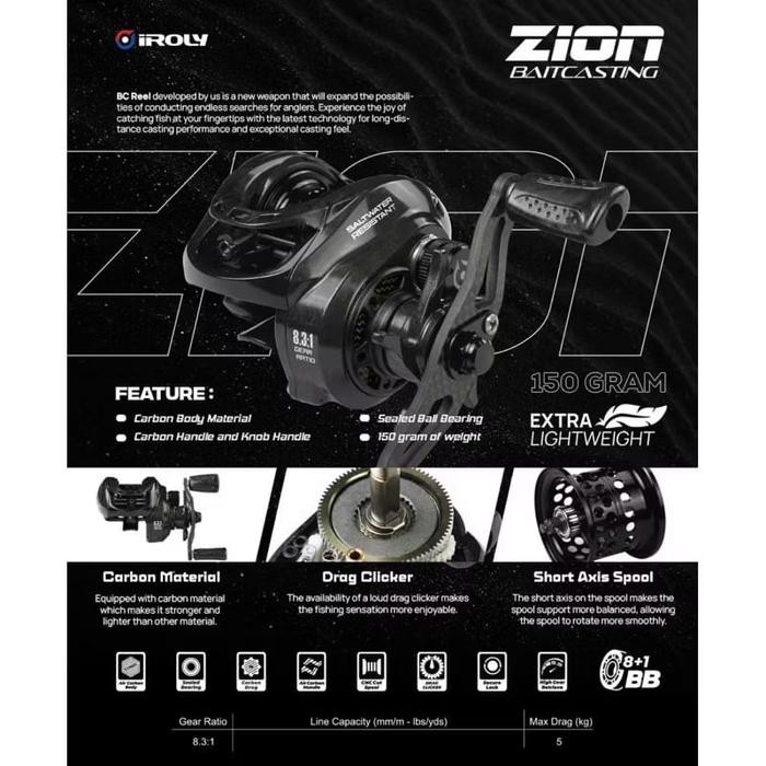 Reel Baitcasting Iroly Zion Bc Carbon Body