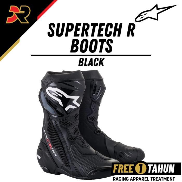 Terbaru Alpinestars Supertech R Black Racing Boots Sepatu Balap Termurah