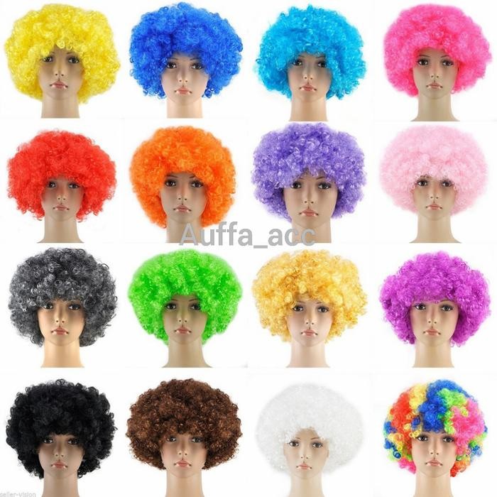 PREMIUM wig rambut palsu kerebo warna warni rambut badut