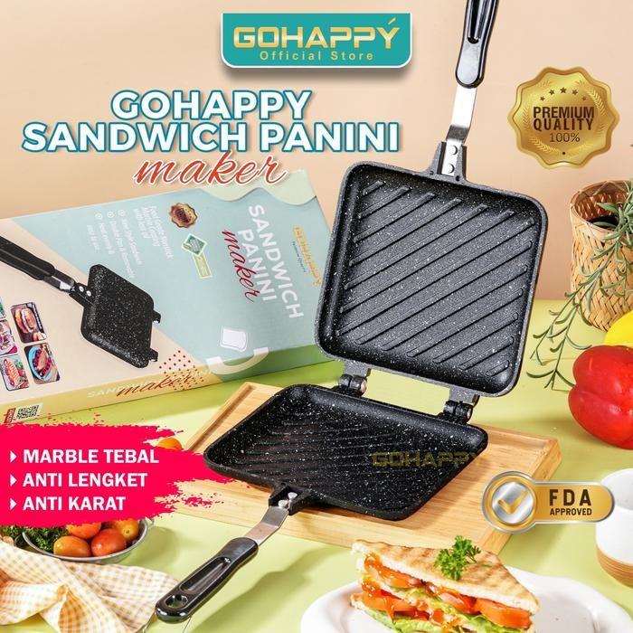 

Panci Cetakan Roti Sandwich Panini Maker Gohappy Bread Baking Pan Marble Coating Nonstick Diatas