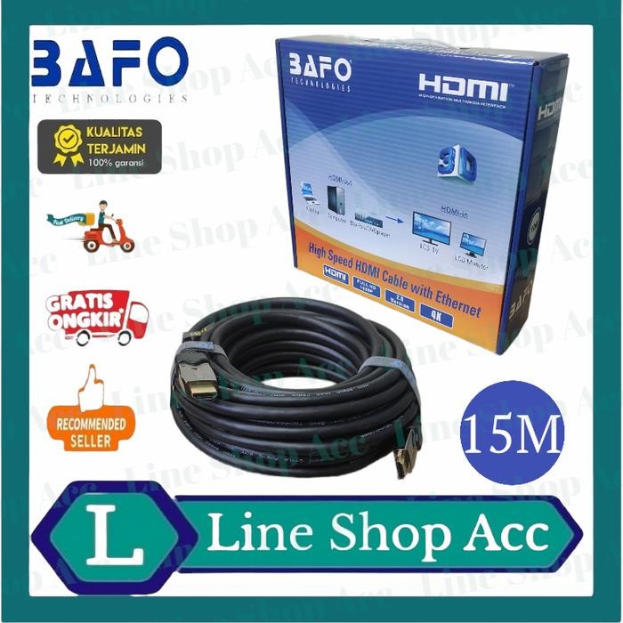 PROMO / TERMURAH BAFO Cable HDMI 15 Meter Versi 2.0 Quad HD 3D 4K Gold Plated TERBAIK