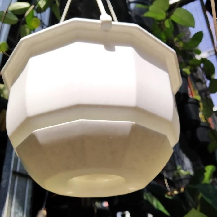 Pot Tanaman Hias Gantung Plastik 17Cm Pot Bunga Putih Gantung Taman 17