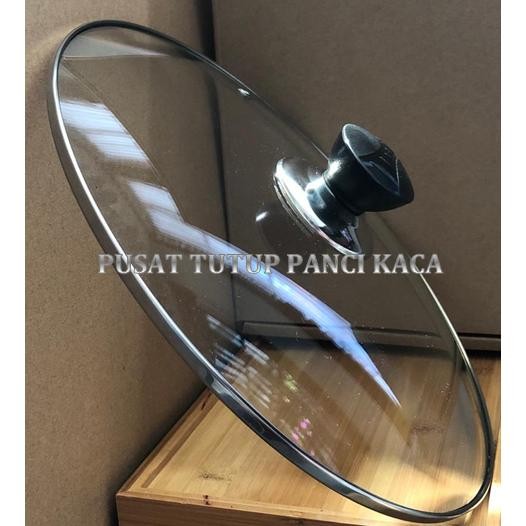 TUTUP PANCI KACA TANPA KAKI, DIA TUTUP +/- 29.1 CM (30CM) + KNOP GARIS