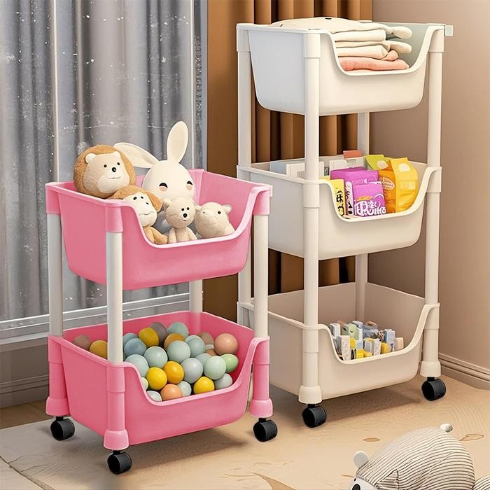 FRANKYBEE RAK SUSUN PLASTIK RODA RAK MAINAN ANAK RAK ESTETIK KAMAR ANAK RAK BONEKA RAK ORGANIZER RAK