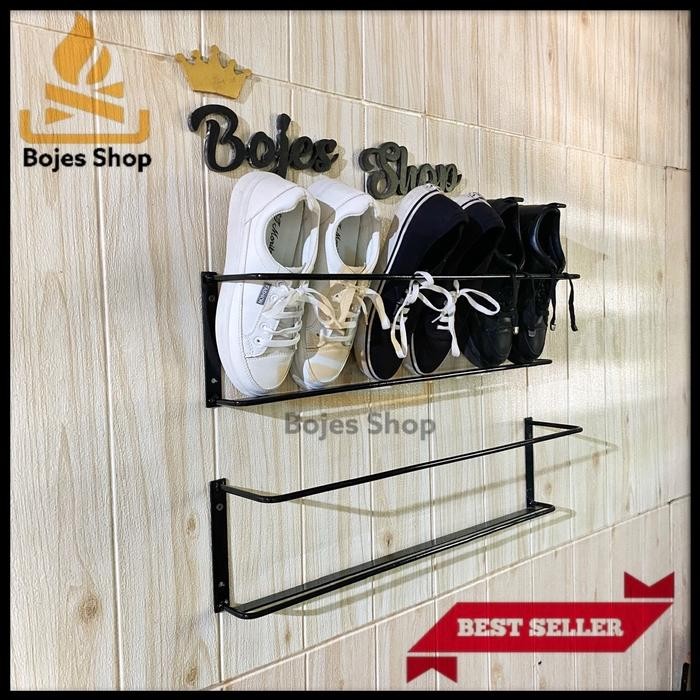 RAK BESI SEPATU SANDAL TEMPEL DINDING RAK GANTUNGAN TEMPAT SEPATU DINDING