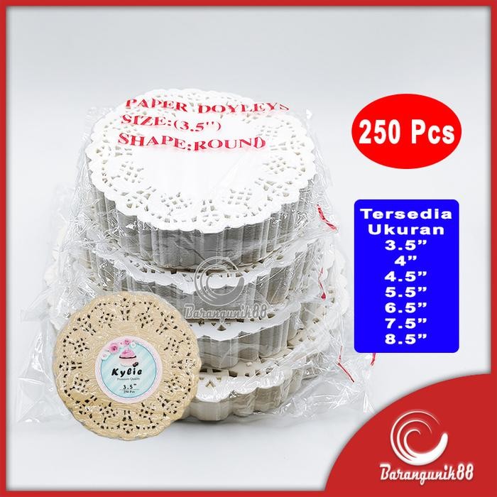[250 Pcs] Kertas Doilies Putih Alas Renda Kertas Renda Bundar Bulat *