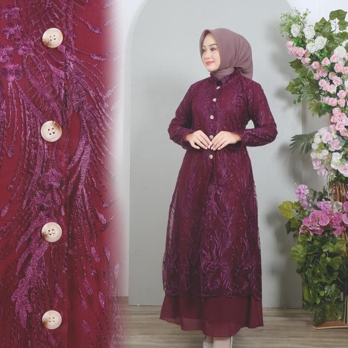 Gamis Yumna Outer Lepas Spesial Lebaran Baju Kondangan Mewah Seragaman Pesta Tersedia Ukuran Jumbo