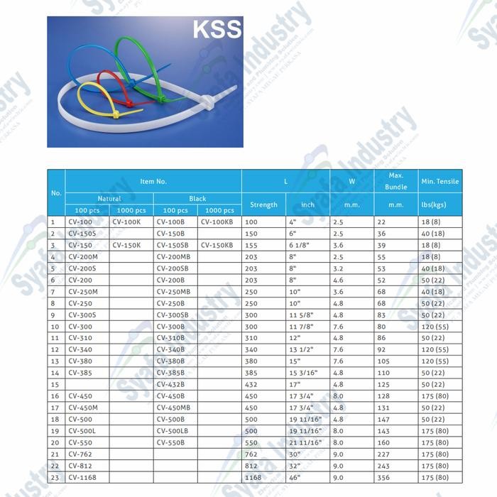 

Nylon Cable Ties Kss Cv-380B Black