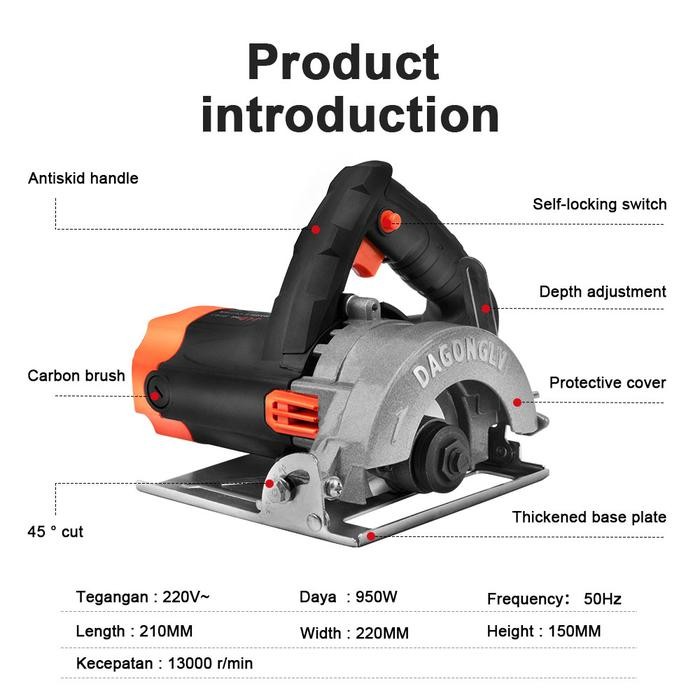 J.LD TOOL Mesin Potong Keramik 4 Inch Marble Cutter 900W - Daya 900 WAT, Kecepatan 13000 rpm serkel