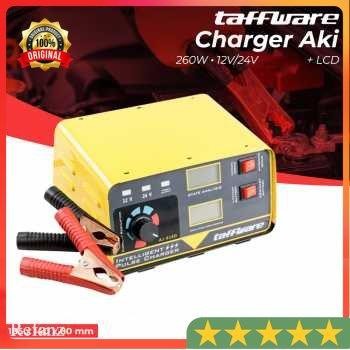 CHARGER CAS AKI MOBIL MOTOR PORTABEL OTOMATIS 260W 12V/24V 200AH + LCD TAFFWARE ANJING - AJ-618D