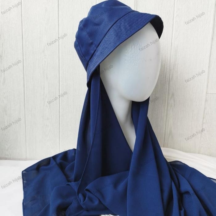 pashmina topi bucket/hijab instan topi/hijab kekinian