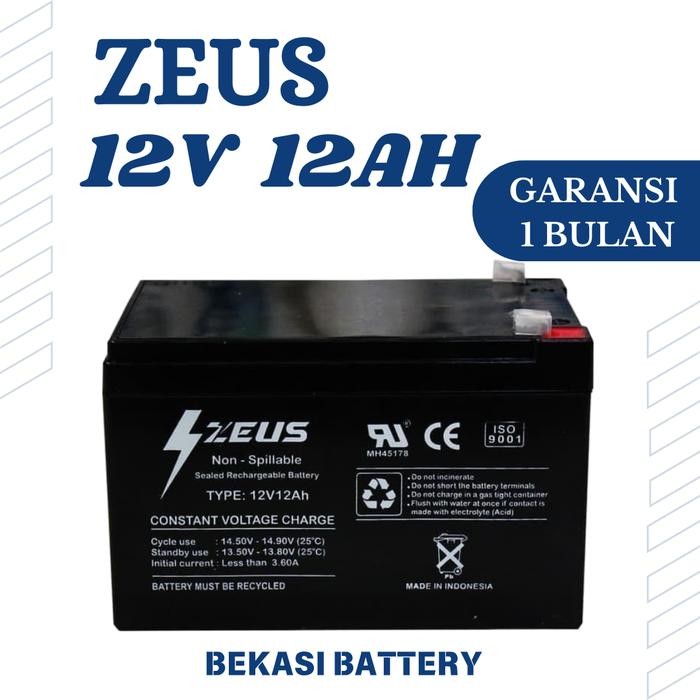 Aki Sepeda Listrik 12V 12Ah Aki Zeus 12v 12ah