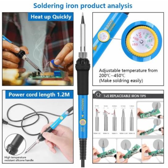 Peralatan Solder Iron Kit Set 60W 110V Uk-830Ln Alat Soldering Listrik