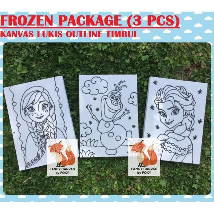 

TERBARU kanvas lukis anak gambar FROZEN - paket 3 biji