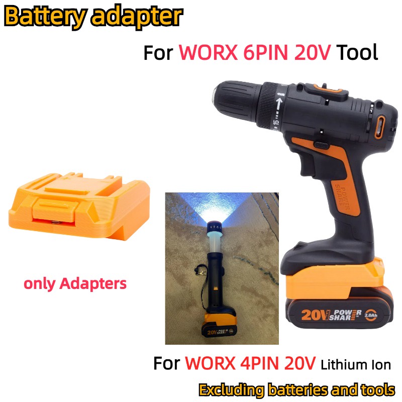 DOSD WORX 4PIN 20V Lithium Battery Adapter Conversion To WORX 6PIN 20V Lithium Battery Cordless Elec