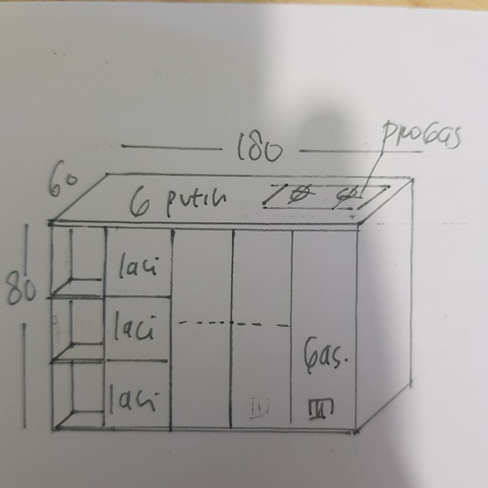 island 180x60x80 top table granit tile dan roda