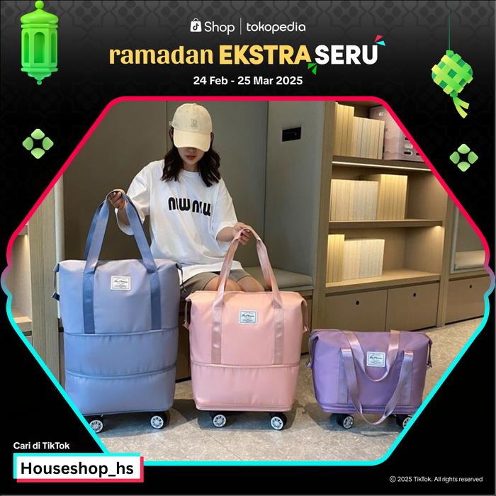 Tas Traveling Roda Tas Duffel Jumbo-Tas Jinjing 3 Tingkat-Tas Travel Roda Waterof Wanita