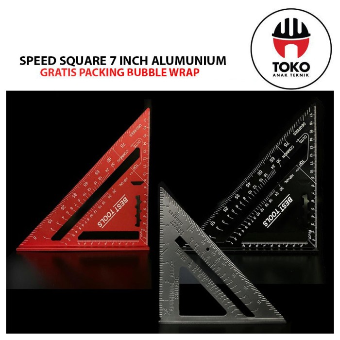 

Speed Square 7 Inch Alumunium Penggaris Segitiga Woodworking - Merah Kode BM 045