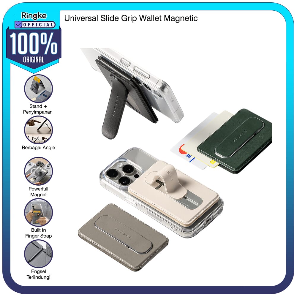 Magsafe Ringke Universal Slide Grip Wallet Magnetic Aksesoris Magsafe Magnet All in One / Grip Anti 