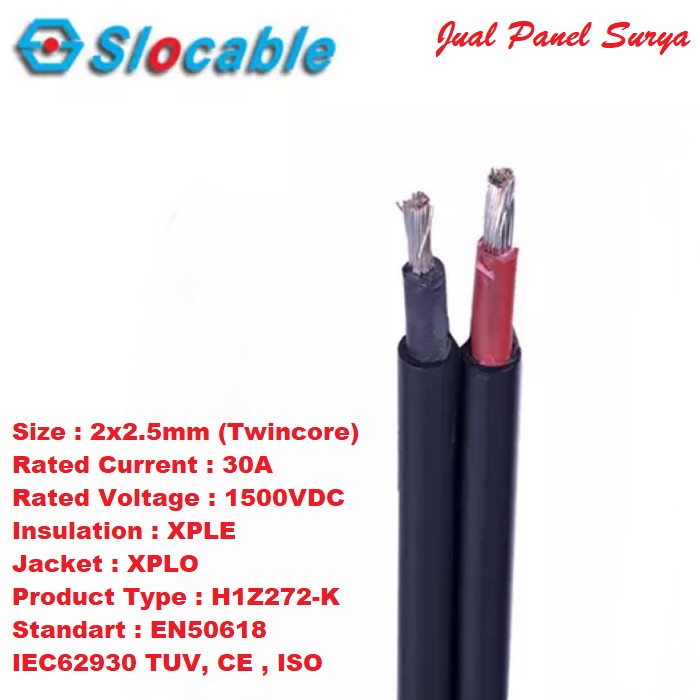TERLARIS Kabel DC Kabel Solar Panel Kabel Panel Surya 2.5mm Slocable 2x2,5mm