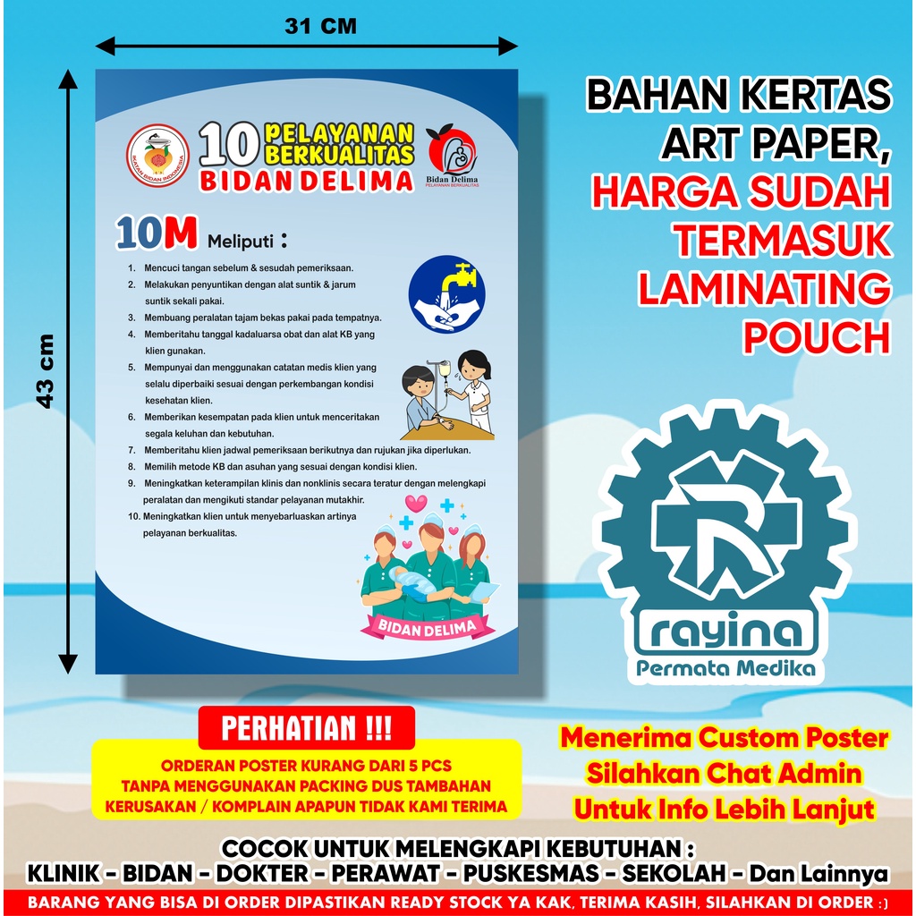 Poster Kesehatan 10 Pelayanan Berkualitas Bidan Delima