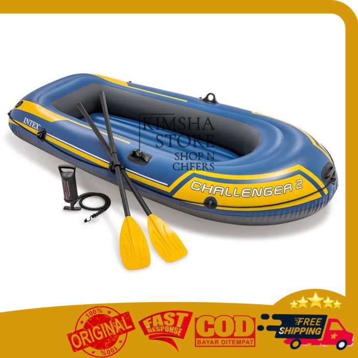 Intex Challenger 2 Set Boat Perahu Karet Dewasa Kapasitas 2 Orang