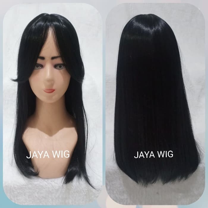 Wig Rambut Palsu Wanita Panjang Sebahu /Wig Lurus Panjang Warna Hitam