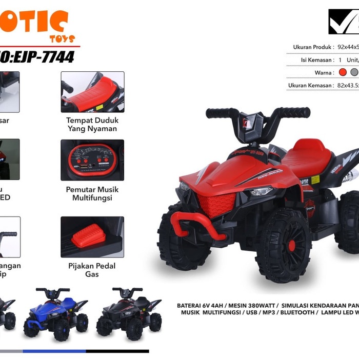 Motor Aki Atv Anak Exotic Ejp 7744 Mini Atv Ada Remote