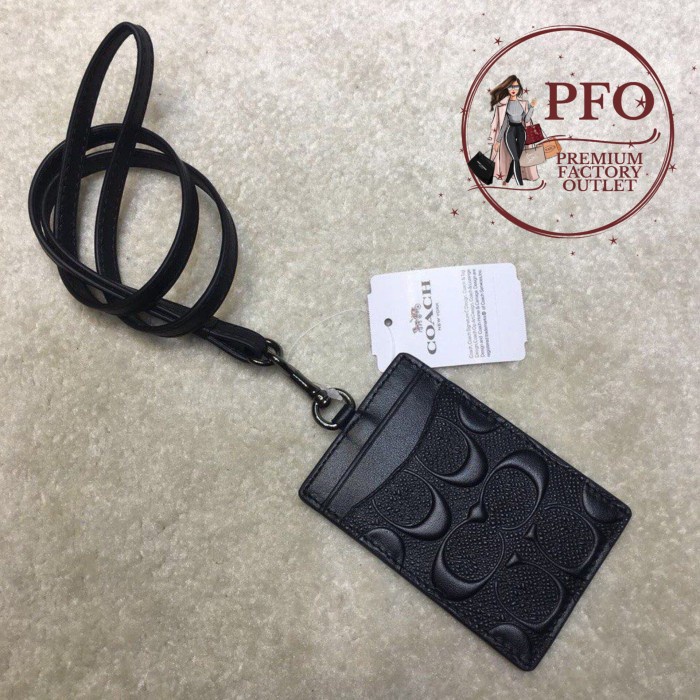 

LANYARD CH 58634 Gantungan Lanyard Signature Embossed Black Leather
