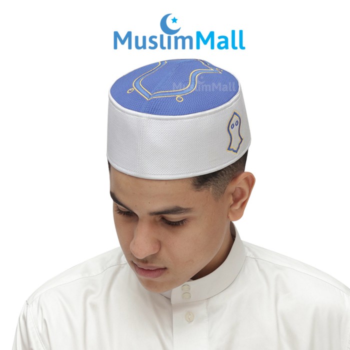 PROMO Peci Songkok Terompah Nabi Putih Biru - TheKufi