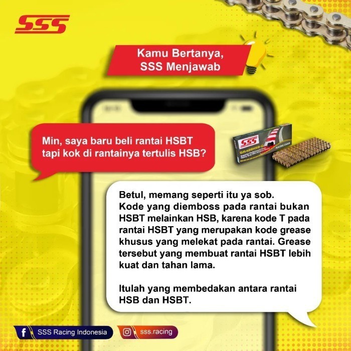 RANTAI MOTOR SSS 415 428 520 HSBT