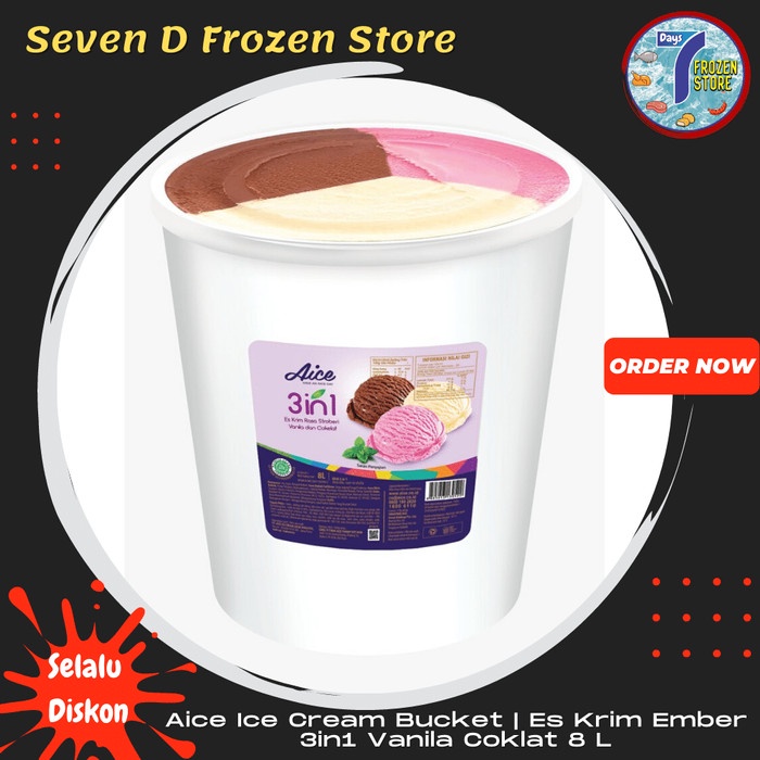 

AICE ICE CREAM BUCKET ES KRIM EMBER 3IN1 VANILLA CHOCOLATE 8 L KODE 1014