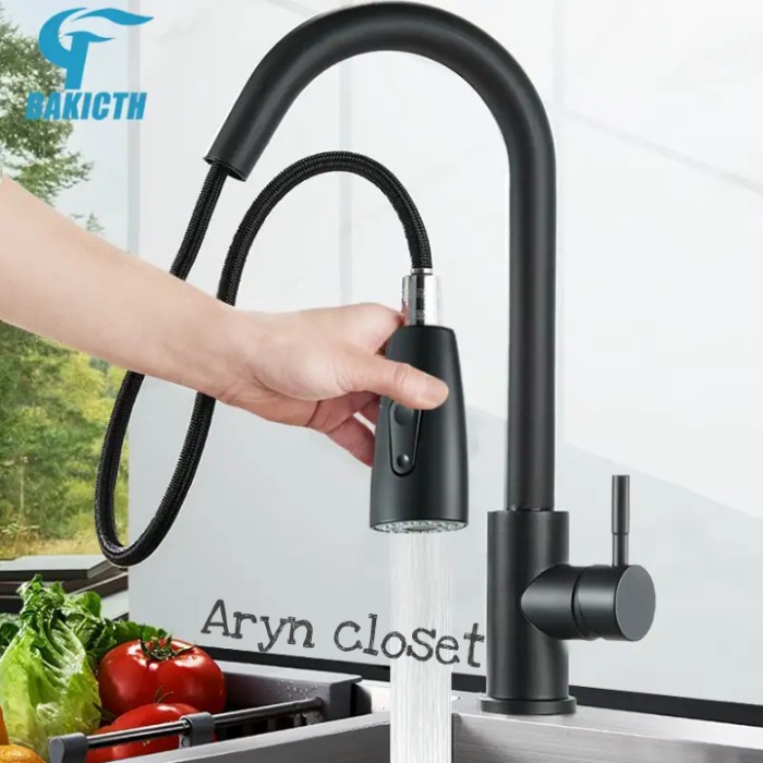 Paloma - Kran Sink Kran Dapur Tanam Flexible Sus 304 Hitam