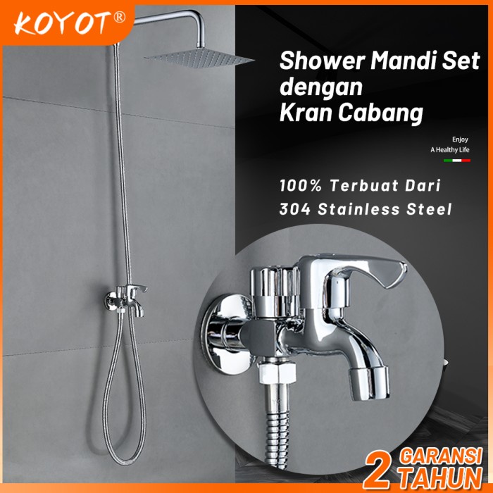 Paloma - Koyot Paket Shower Kran Cabang Head Shower Kamar Mandi Full Set Dingin