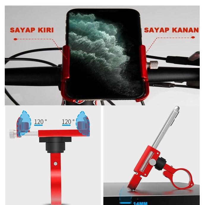 EKSLUSIF terlaris (Hadiah gratis) GUB P30 Original Holder Hp Motor Dudukan Ponsel Aluminium Aloy