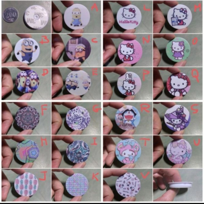 PROMO SPECIAL Asesoris tempelan pegangan belakang HP motif kartun & abstrak