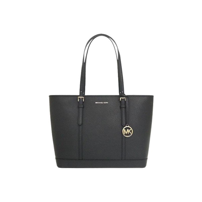 Bagus Tas Wanita Branded Mk Jet Set Travel Large Shoulder Tote Bag - Black