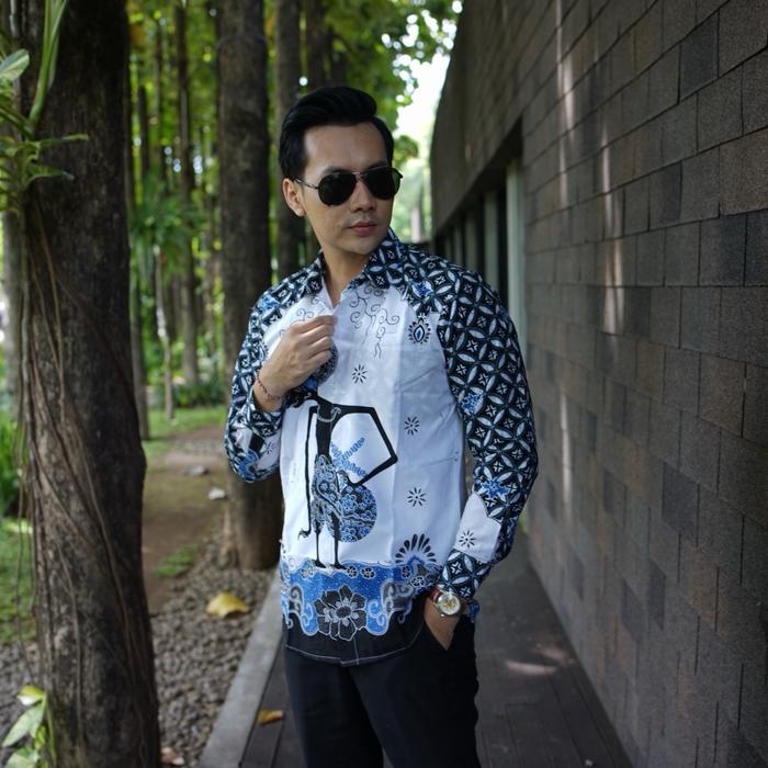 Batik Bimasena Kemeja Batik Pria Slimfit Katun Putih Baju Batik Formal Nyaman Kemeja Lengan Panjang