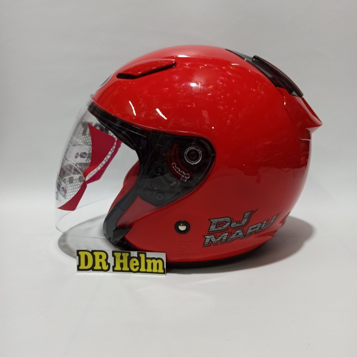 Helm Kyt Dj Maru Polos Merah Half Face