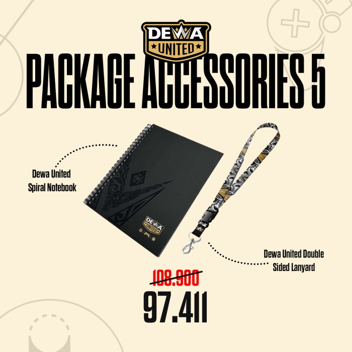 

Package 5 Accessories Dewa United - Notebook & Lanyard Kode 616