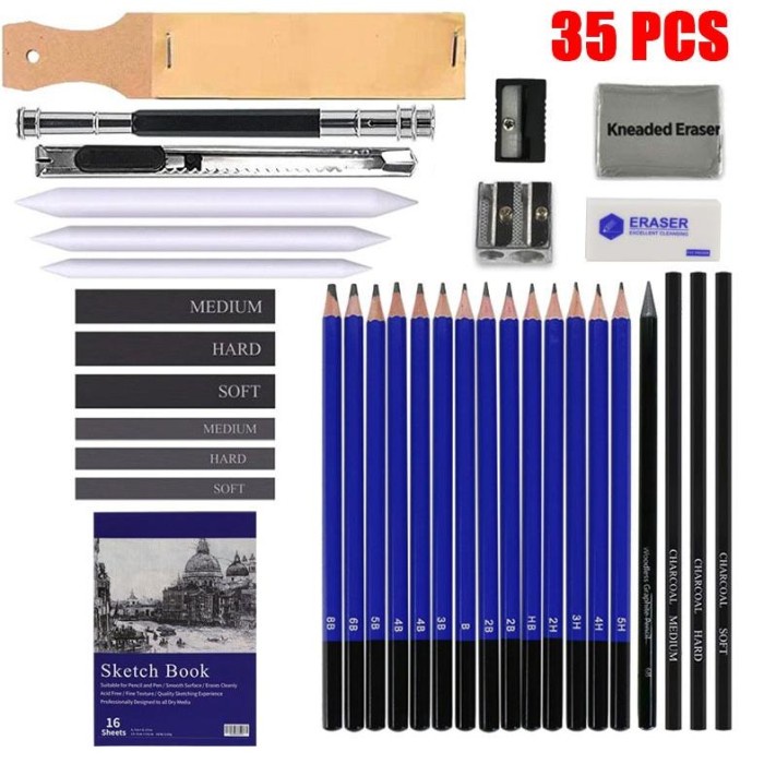 

TERJAMIN SF 35PCS/Set Skeh Pencil Penghapus dan Pensil Gamuntuk Keperluan Sekolah Pencil Drawing Set
