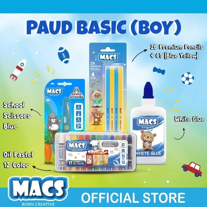 

BERGARANSI MACS PAKET PAUD BASIC / CRAYON / PENSIL / PAKET SEKOLAH