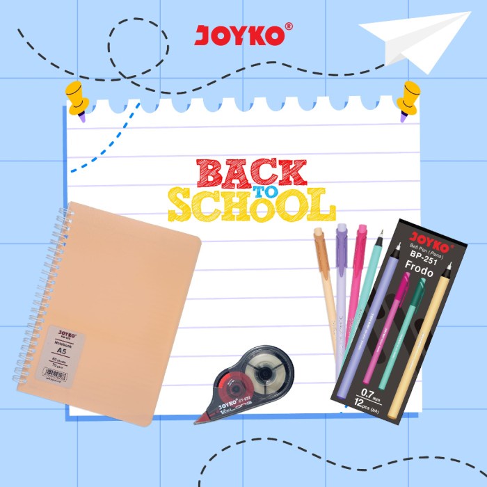 

TERJAMIN Back To School Package Joyko Pulpen 12Pcs + Pita Koreksi 1Pc +