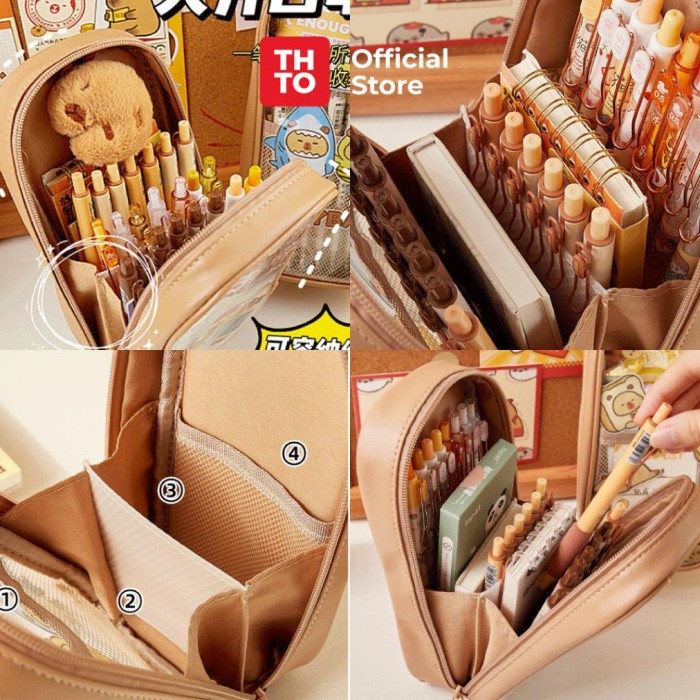

LIMITED EDITION THTO Layer Tas Tempat Pensil Case Pouch Anak Sekolah Capybara Transparan PVC