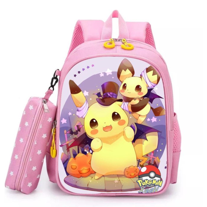 

MURAH Tas Ransel Sekolah Anak Perempuan Karakter POKEMON PIKACHU 2in1 BONUS tempat Pensil Terbaru