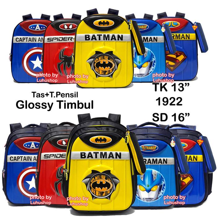 

TERLENGKAP Tas Anak Sekolah Glossy TImbul Superhero Tempat pensil Fashion