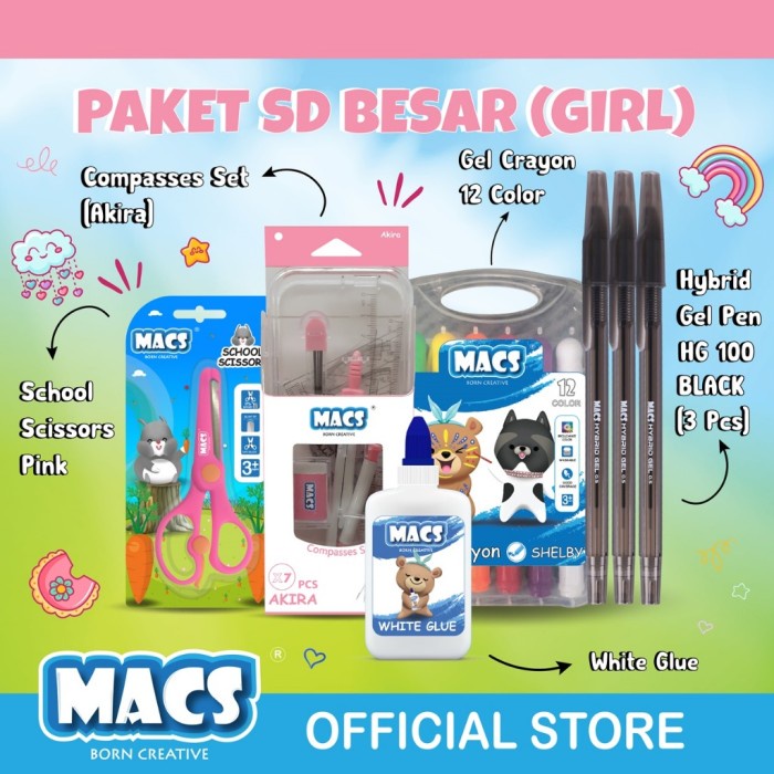 

SALE ASE - MACS PAKET SD BESAR / CRAYON / PENSIL / PAKET SEKOLAH