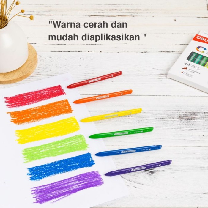

TERUJI Crayon deli non toxic 12 18 24 warna ergonomis krayon anak sekolah pewarna aman tidak beracun